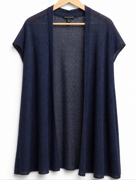 Eileen Fisher Sweaters - Eileen Fisher Navy Blue Sheer Open Cardigan Top – Size Small